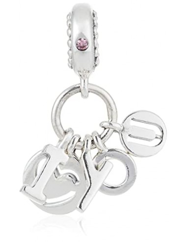 Pandora Womens I Love You Silver Dangle With Fancy Fuchsia Pink Cubic Zirconia