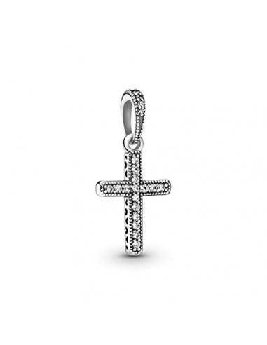 Pandora Unisex Cross Silver Pendant With Clear Cubic Zirconia