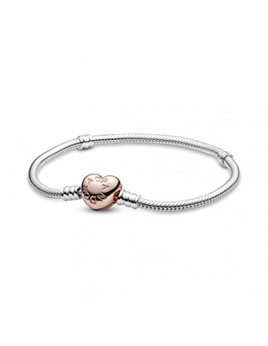 Pandora Silver Bracelet With Heart-Shaped Pandora Rose Clasp