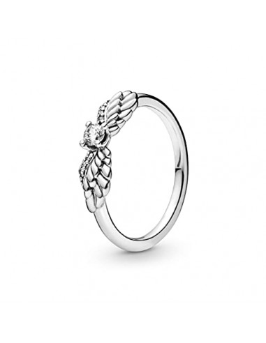 Pandora Unisex Angel Wing Sterling Silver Ring With Clear Cubic Zirconia