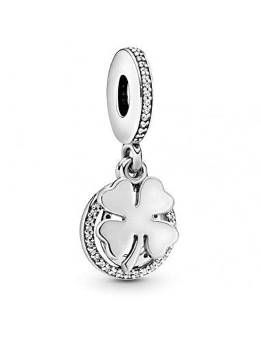 Pandora Unisex Good Luck Silver Dangle With Clear Cubic Zirconia