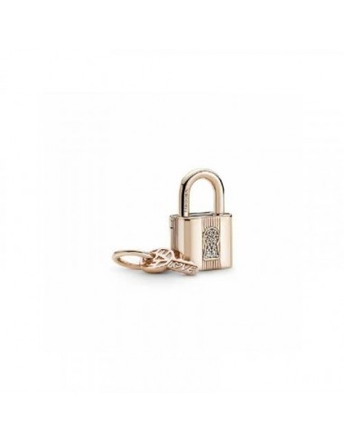 Pandora Unisex Padlock And Key 14K Rose Gold-Plated Dangle With Clear Cubic Zirconia