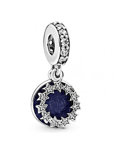 Pandora Unisex Sterling Silver Dangle With Clear Cubic Zirconia And Shimmering Blue Enamel