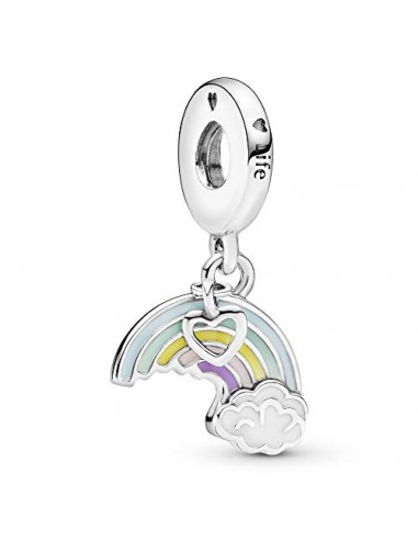 Pandora Women's Rainbow And Cloud Silver Dangle With Blue, Green, Pink, Purple, Yellow And White Ena