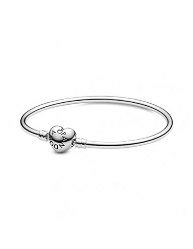 Pandora Women's Silver Bangle With Heart-Shaped Clasp