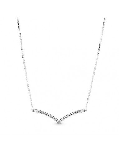 Pandora Women's Wishbone Silver Collier With Clear Cubic Zirconia