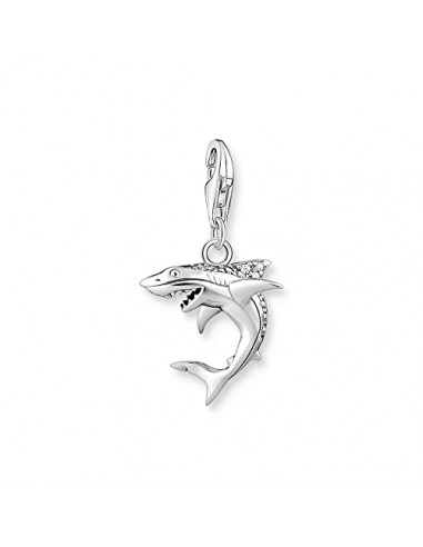 Thomas Sabo Charm-Anhänger Hai mit Zirkonia aus Sterling-Silber in der Farbe Silber, Maße: 15,2mm, 2