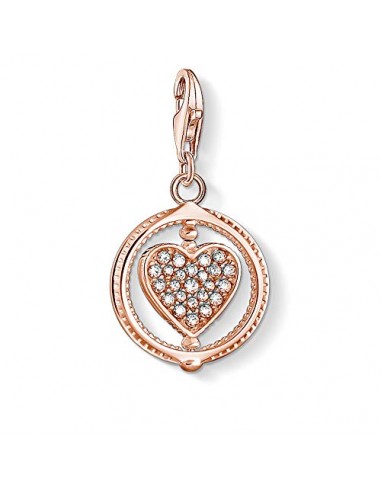 Thomas Sabo Charm-Anhänger, Sterlingsilber, vergoldet, Zirkonia, Herz, roségold