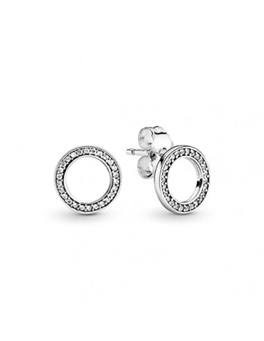 Pandora Unisex Silver Stud Earrings With Clear Cubic Zirconia