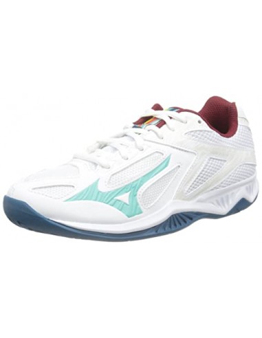 Mizuno Lightning Star Z6 JR Volleyball-Schuh, Wht/Turquoise/MBlue, 34 2/3 EU